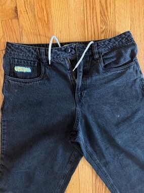 Empyre Black Denim Jeans with Logo Patch